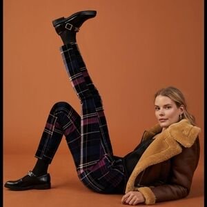 Anthropologie Alicia Plaid Moto Corduroy Pants